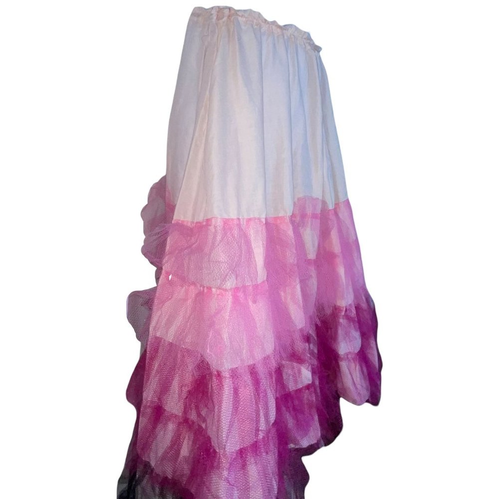Handmade Cream Pink Tiered Midi Tuille Costume Skirt Women's M - Picture 4 of 10